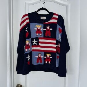 Miso Navy and Red Wool Knit Sweater